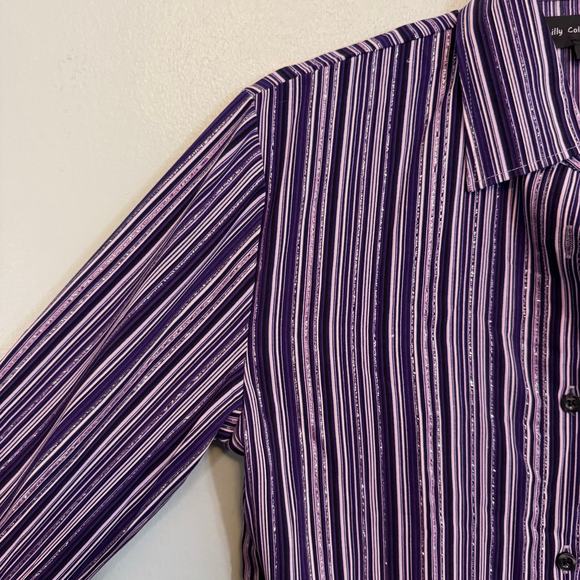 Lilly Collection Shirt Dress Womens S Purple Stripe Button Long Sleeve Midi NWT - Picture 4 of 9